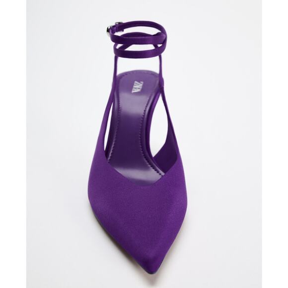 RARE!!! ZARA Strappy Satin Pointed Heels NWT 💜 - Picture 15 of 16